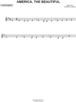 America the Beautiful - F Instrument