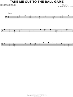 Take Me Out to the Ball Game - Bass Clef Instrument