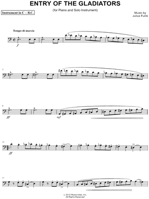 Entry of the Gladiators - Bass Clef Instrument