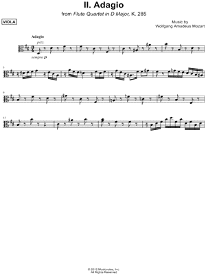 Flute Quartet in D Major, K. 285 - II. Adagio - Viola