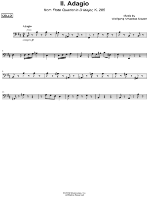 Flute Quartet in D Major, K. 285 - II. Adagio - Cello