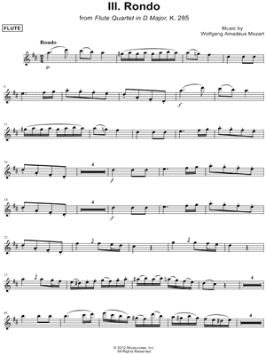 Flute Quartet in D Major, K. 285:  III. Rondo - Flute