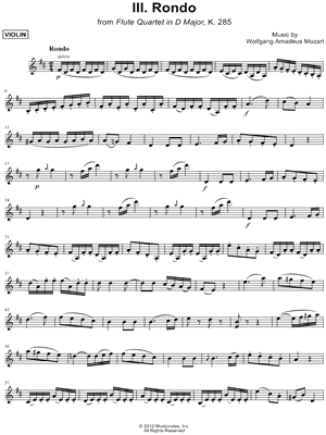 Flute Quartet in D Major, K. 285:  III. Rondo - Violin