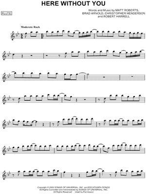 Here Without You by 3 Doors Down - Sheet Music