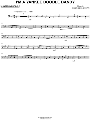 I'm a Yankee Doodle Dandy - Bass Clef Instrument