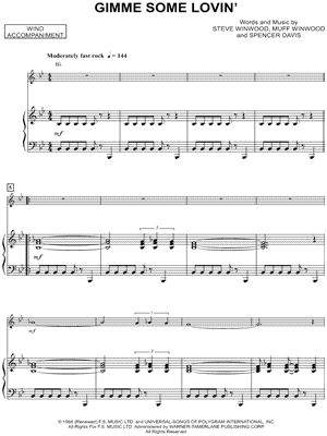 Gimme Some Lovin' - Piano Accompaniment (Winds)