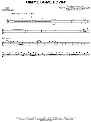 Gimme Some Lovin' - Alto Saxophone