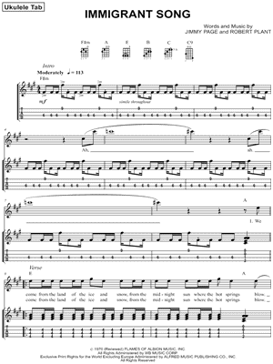 Immigrant Song by Led Zeppelin - Sheet Music