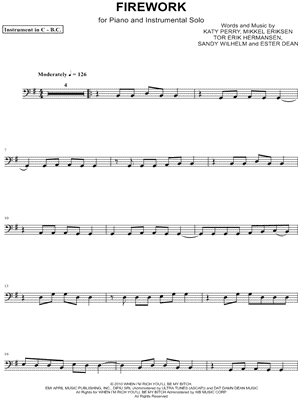 Firework - Bass Clef Instrument by Katy Perry - Sheet Music