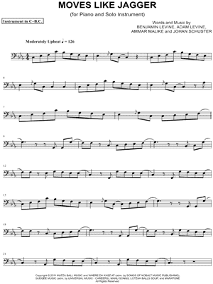 Moves Like Jagger - Bass Clef Instrument