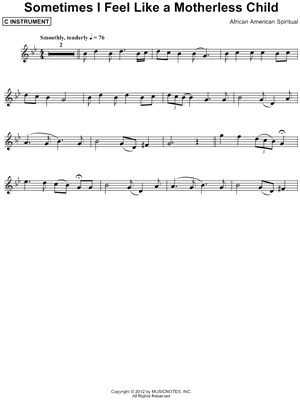Sometimes I Feel Like a Motherless Child - C Instrument