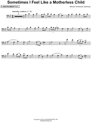Sometimes I Feel Like a Motherless Child - Bass Clef Instrument