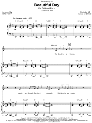 Beautiful Day by U2 - Sheet Music