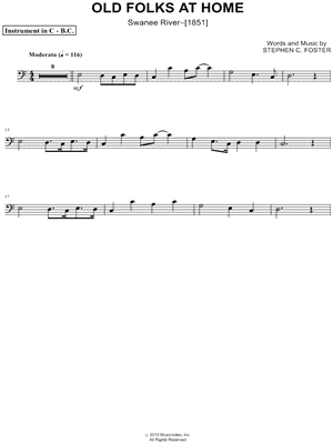 Old Folks At Home - Bass Clef Instrument
