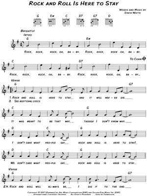 Rock and Roll Is Here To Stay by Danny and the Juniors - Sheet Music