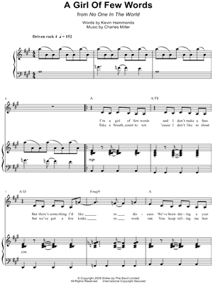 A Girl of Few Words from No One In The World - Sheet Music