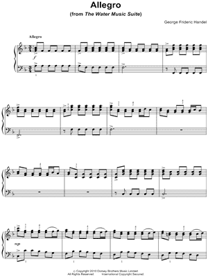 Allegro from The Water Music Suite by George Frederick Handel - Sheet Music