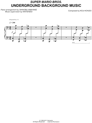 Super Mario Bros. Underground Background Music from Super Mario Brothers - Sheet Music