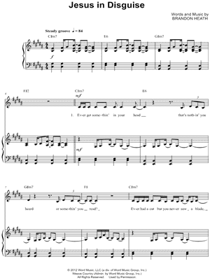 Jesus In Disguise by Brandon Heath - Sheet Music