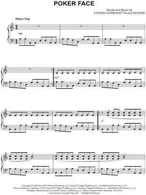 Poker Face by Lady Gaga - Sheet Music