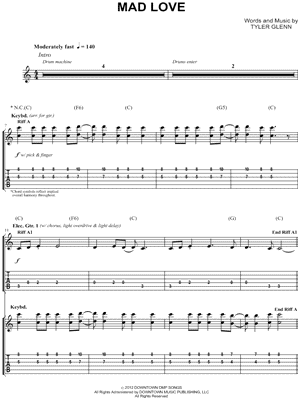 Mad Love by Neon Trees - Sheet Music