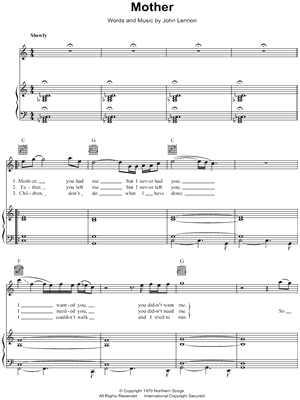 Mother by John Lennon - Sheet Music