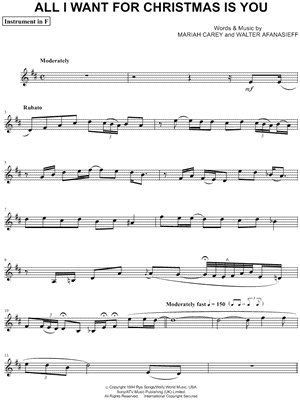 All I Want for Christmas Is You - F Instrument