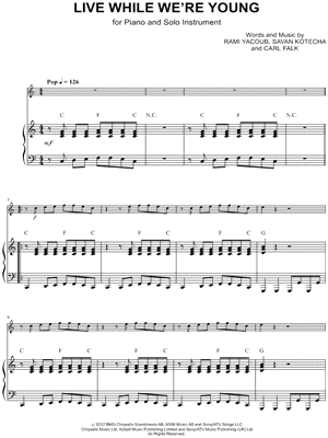 Live While We're Young - Piano Accompaniment