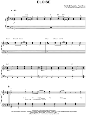 Eloise by Barry Ryan - Sheet Music