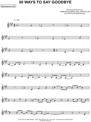 50 Ways To Say Goodbye - Bb Instrument