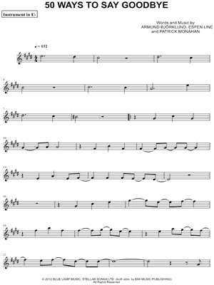 50 Ways To Say Goodbye - Eb Instrument
