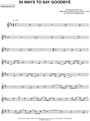 50 Ways To Say Goodbye - F Instrument