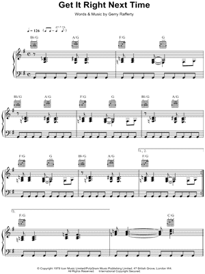 Get It Right Next Time by Gerry Rafferty - Sheet Music