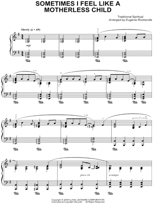 Sometimes I Feel Like a Motherless Child by African-American Spiritual - Sheet Music