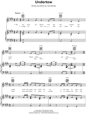 Undertow by Genesis - Sheet Music