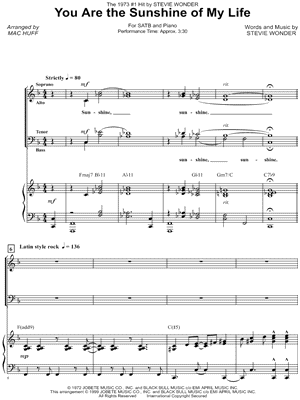 You Are the Sunshine of My Life by Stevie Wonder - Sheet Music