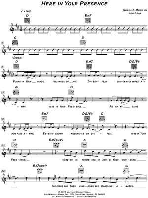 Here In Your Presence by New Life Worship - Sheet Music