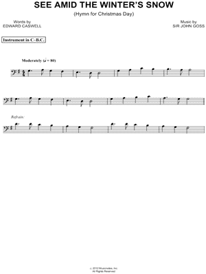 See Amid the Winter's Snow - Bass Clef Instrument