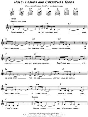 Holly Leaves and Christmas Trees