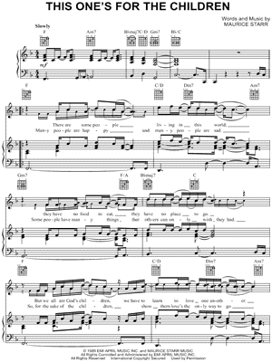 This One's for the Children by New Kids on the Block - Sheet Music