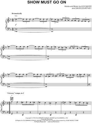 Show Must Go On by Three Dog Night - Sheet Music