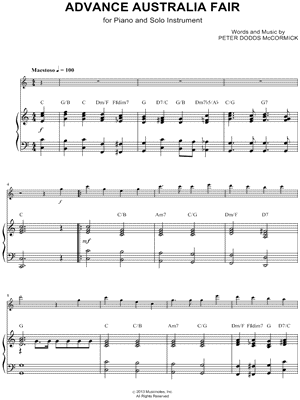 Advance Australia Fair - Piano Accompaniment
