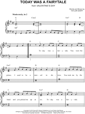 Today Was a Fairytale by Taylor Swift - Sheet Music