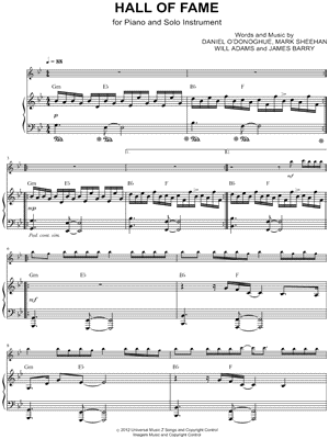 Hall of Fame - Piano Accompaniment by The Script - Sheet Music
