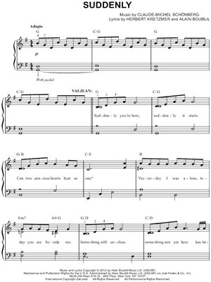 Suddenly by Hugh Jackman - Sheet Music