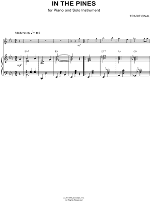 In the Pines - Piano Accompaniment