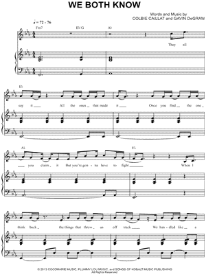 We Both Know by Colbie Caillat - Sheet Music
