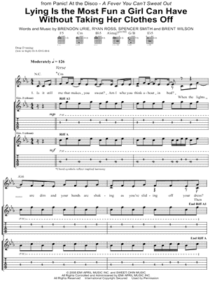 Lying Is the Most Fun a Girl Can Have Without Taking Her Clothes Off by Panic! At The Disco - Sheet Music