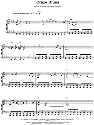 Crazy Blues by Mamie Smith - Sheet Music