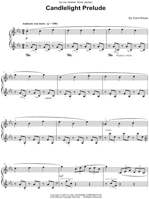 Candlelight Prelude by Carol Klose - Sheet Music